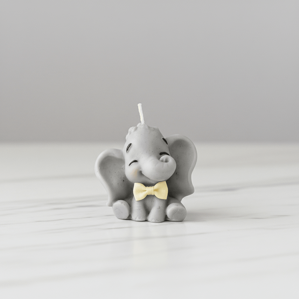 Vela Artesanal Elefante Niño de Cera de Soja - Personalizable para Bautizos y Baby Showers (Copia) - AraliaCandles