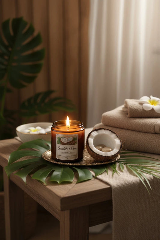 Vela Aromática Sándalo y Coco 100ml - Tropical y Amaderada | Aralia Candles - AraliaCandles
