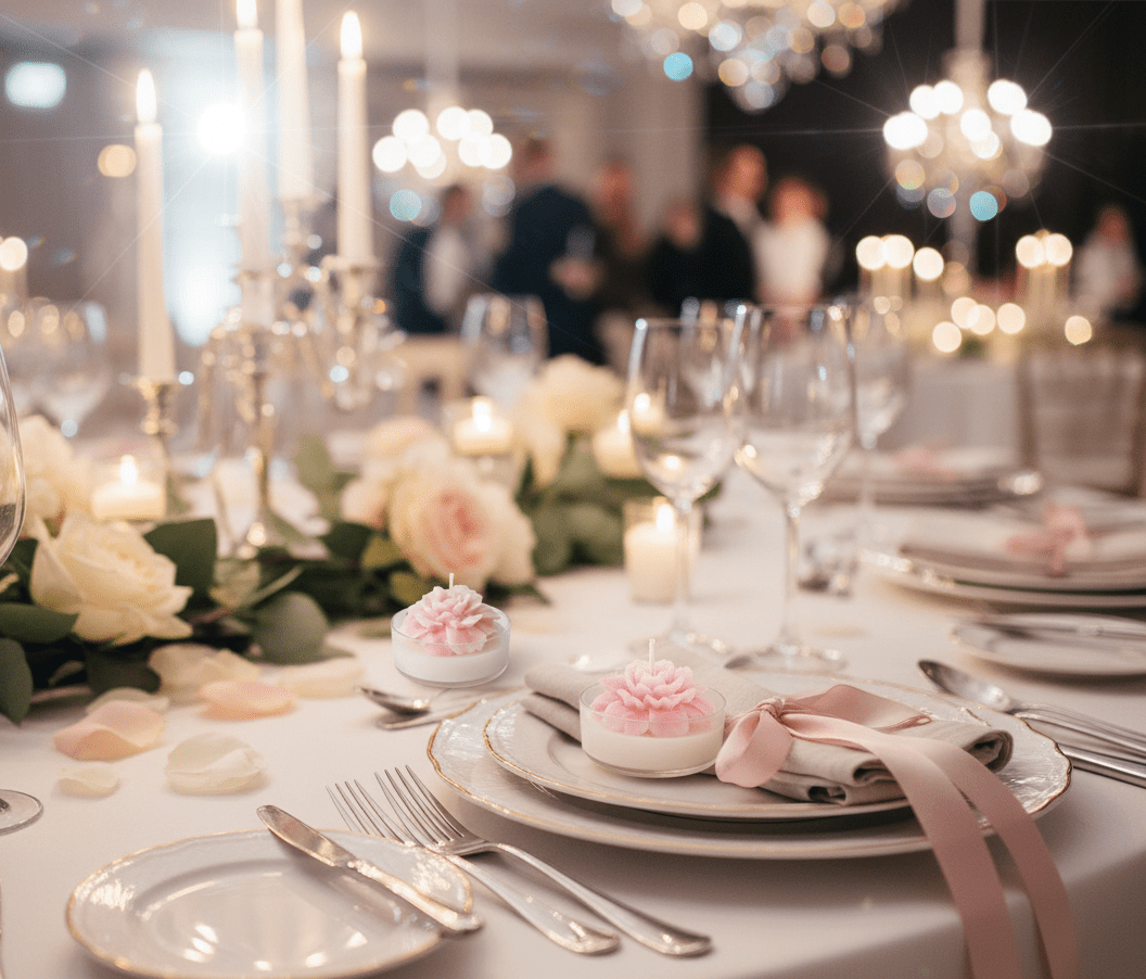 Vela Peonía Mini Soja Personalizable - Multipétalo Floral para Bodas y Eventos | Aralia Candles - AraliaCandles