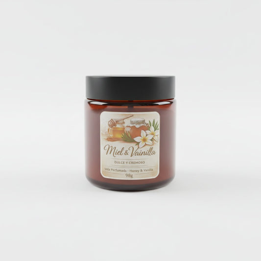 Vela Aromática Miel y Vainilla de Cera de Soja 100ml - Dulce y Cremosa | Aralia Candles - AraliaCandles