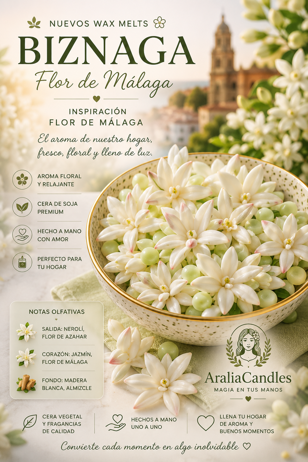 Wax Melts Biznaga · Flor de Málaga | Aralia Candles