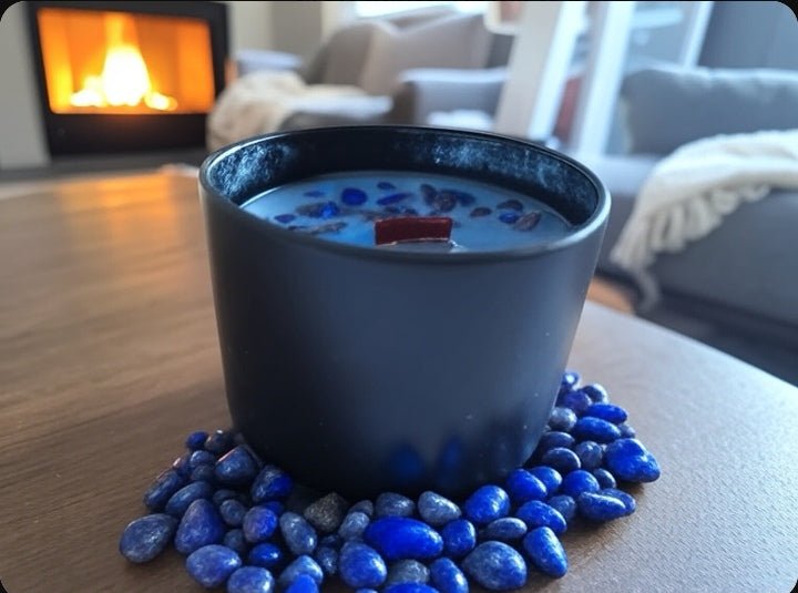 Vela Ritualizada Lapislázuli Cera de Soja Artesanal | AraliaCandles - AraliaCandles