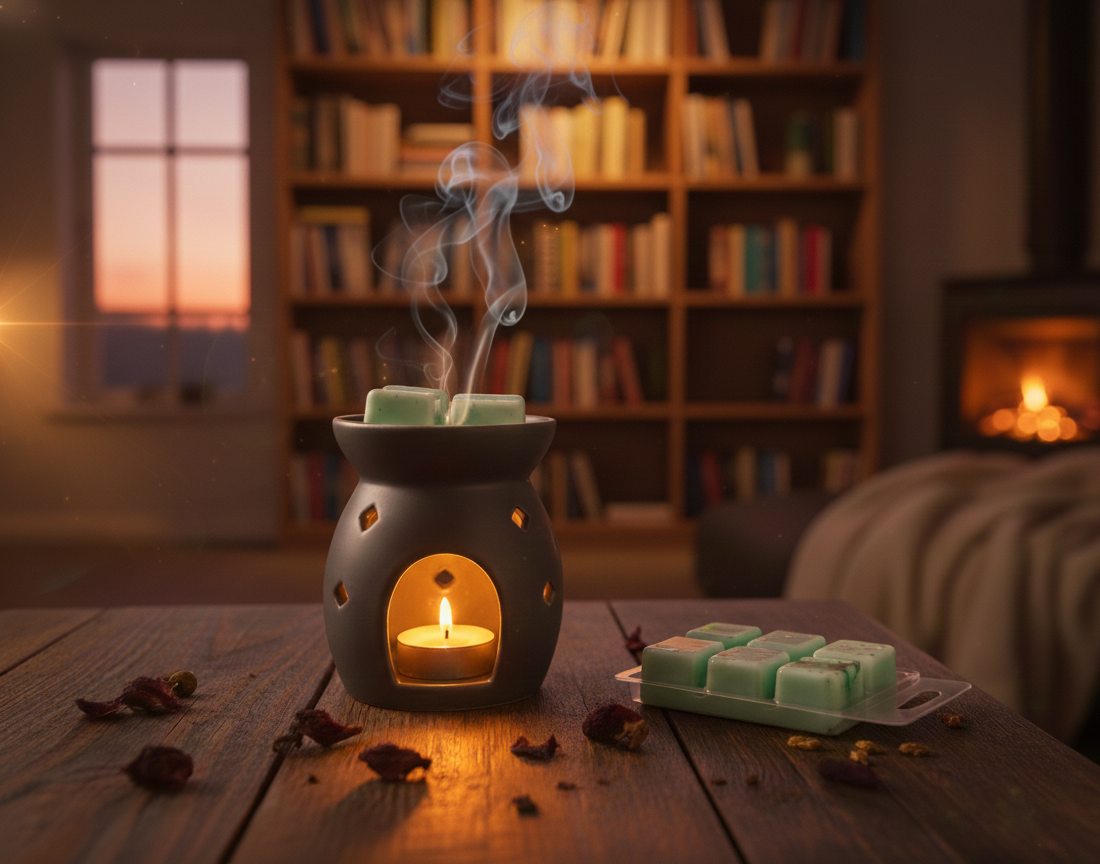 Imagen de estilo de vida waxmelt jardin oculto libreria Aralia candles