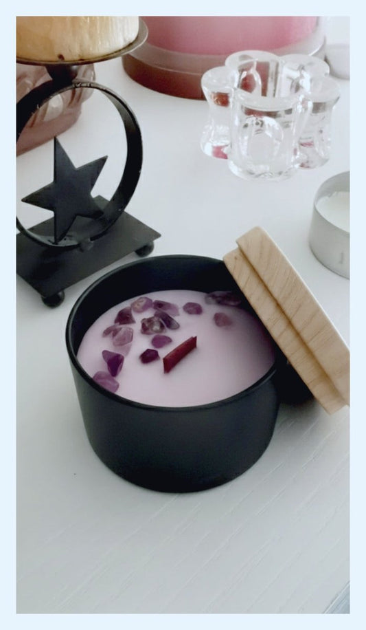 Vela Ritualizada Lavanda y Amatista Cera de Soja Artesanal | AraliaCandles - AraliaCandles