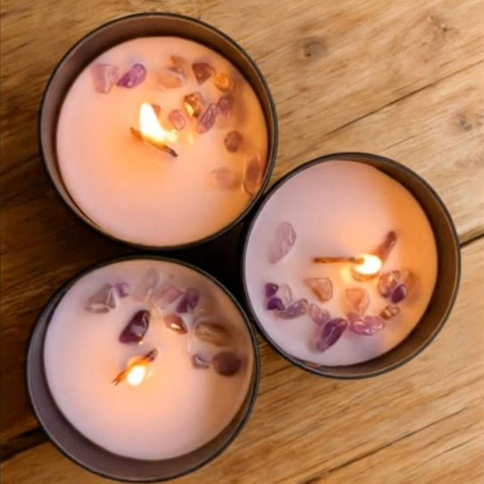 Vela Ritualizada Lavanda y Amatista Cera de Soja Artesanal | AraliaCandles - AraliaCandles