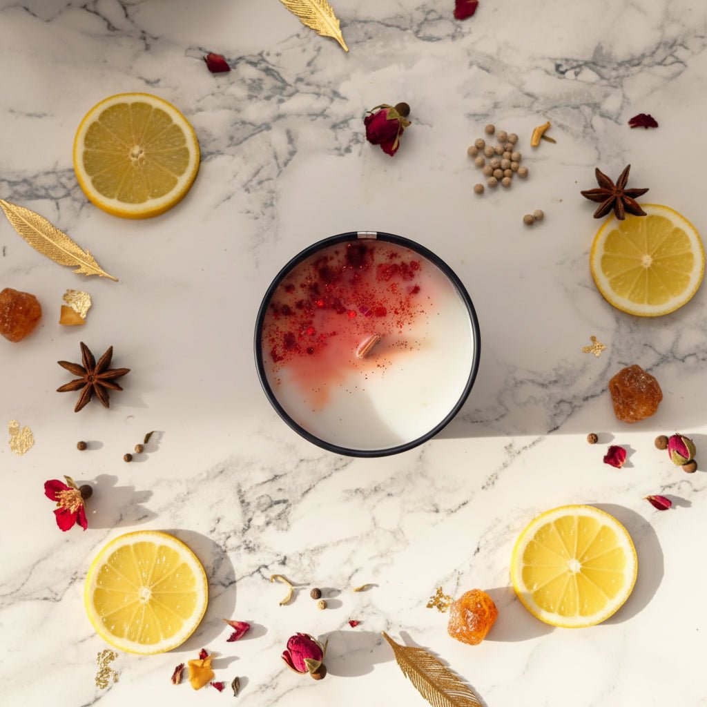 aries flatlay aralia candles