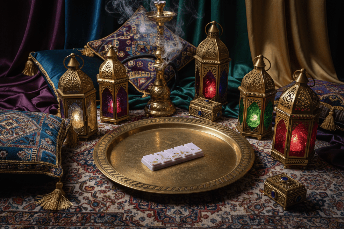 Barra de wax melt con estética de Las Mil y Una Noches