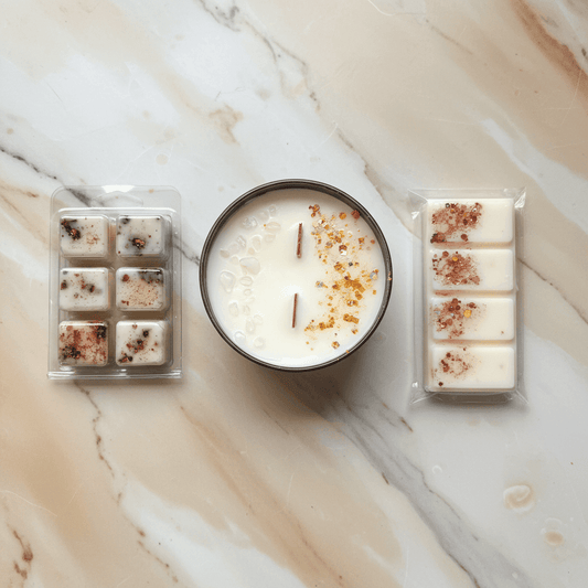 Vela con Mecha de Madera Doble - Ámbar de Seda | Aralia Candles - AraliaCandles