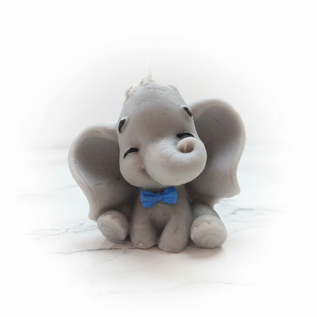 Vela Artesanal Elefante Niño de Cera de Soja - Personalizable para Bautizos y Baby Showers (Copia)