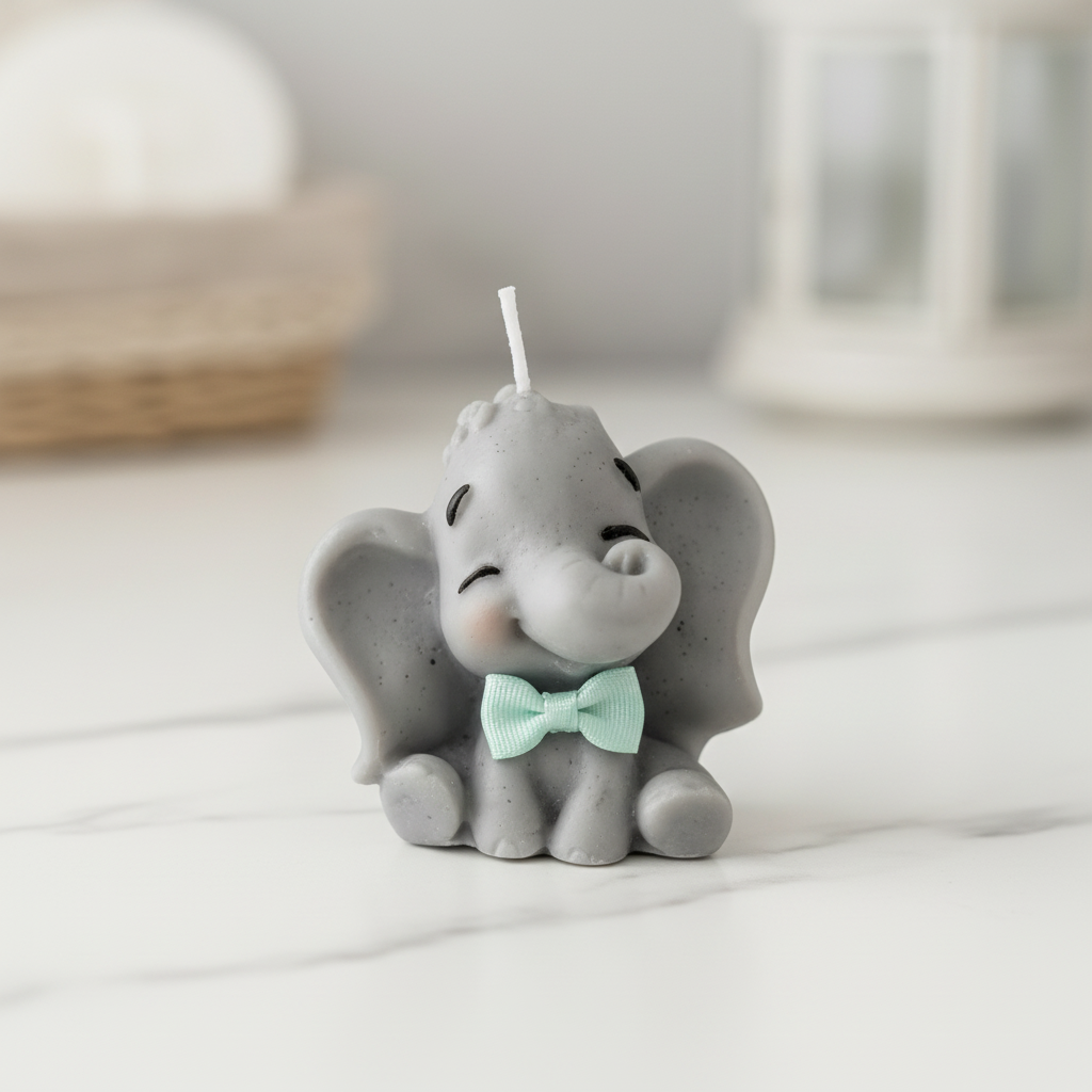 Vela Artesanal Elefante Niño de Cera de Soja - Personalizable para Bautizos y Baby Showers (Copia)