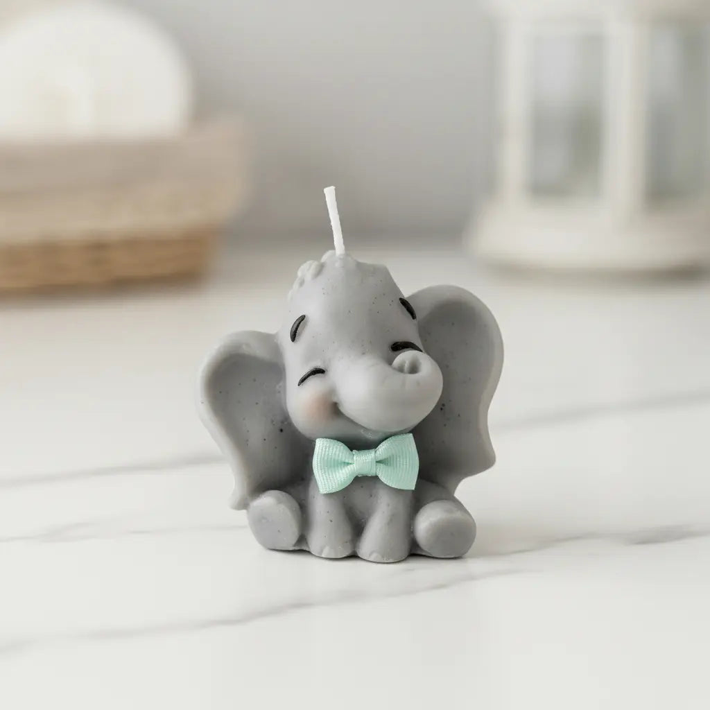 Vela Artesanal Elefante Niño de Cera de Soja - Personalizable para Bautizos y Baby Showers (Copia)