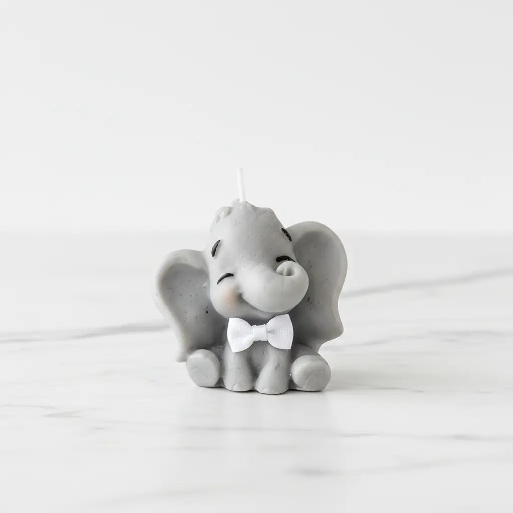 Vela Artesanal Elefante Niño de Cera de Soja - Personalizable para Bautizos y Baby Showers (Copia)