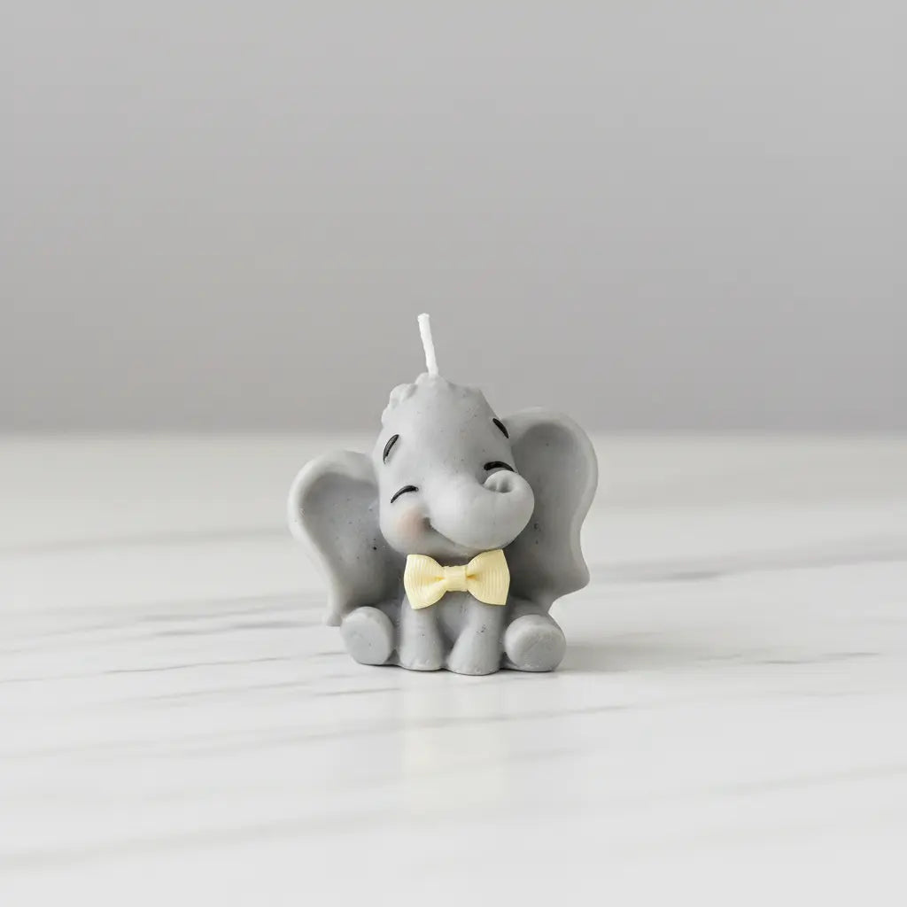Vela Artesanal Elefante Niño de Cera de Soja - Personalizable para Bautizos y Baby Showers (Copia)