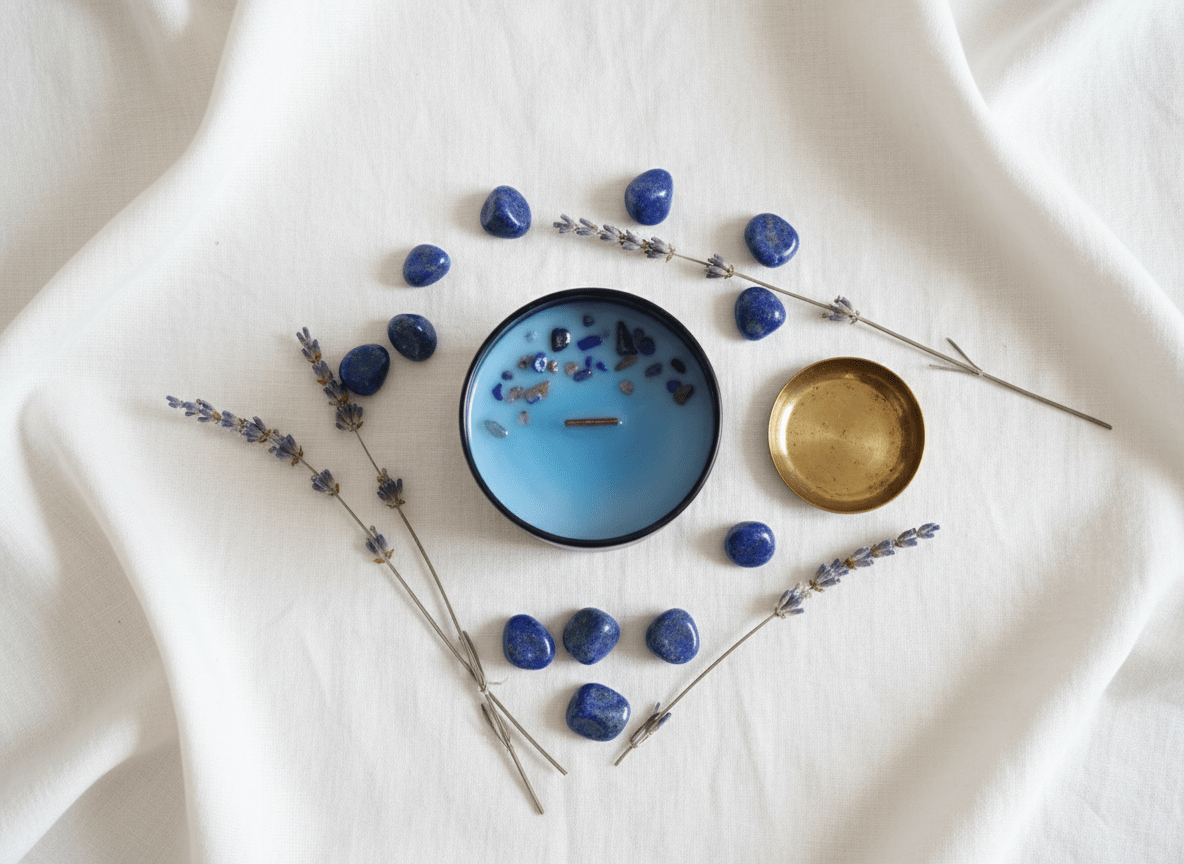 Vela Ritualizada Lapislázuli Cera de Soja Artesanal | AraliaCandles - AraliaCandles