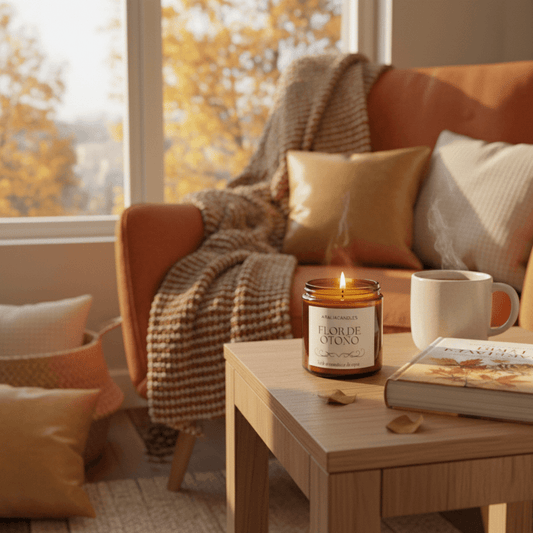 Vela Aromática Flor de Otoño de Cera de Soja - Esencia Especiada y Cítrica para Temporada | Aralia Candles - AraliaCandles