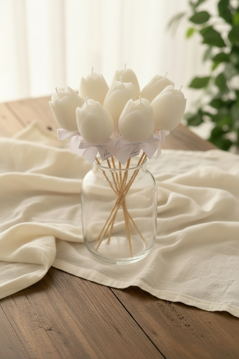 Tulip Candle Blanco puro - ramo en jarrón