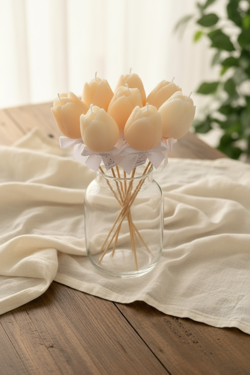 Tulip Candle Blanco - ramo en jarrón