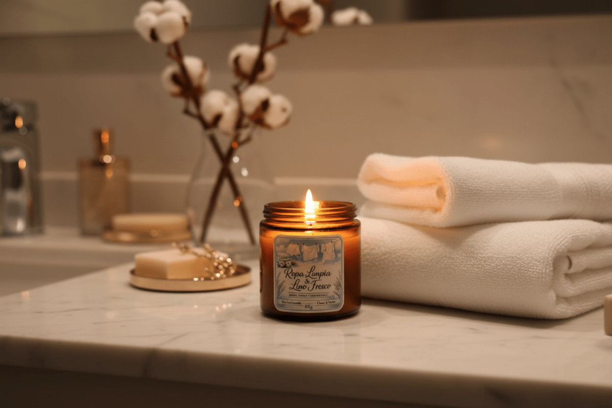 Vela Aromática Ropa Limpia & Lino Fresco - Frescura Natural y Reconfortante | Aralia Candles - AraliaCandles