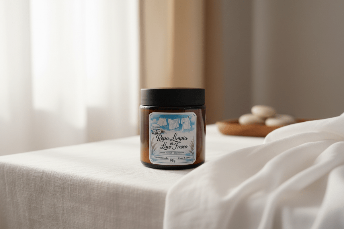 Vela Aromática Ropa Limpia & Lino Fresco - Frescura Natural y Reconfortante | Aralia Candles - AraliaCandles