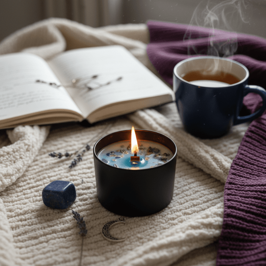 Vela Ritualizada Lapislázuli Cera de Soja Artesanal | AraliaCandles - AraliaCandles