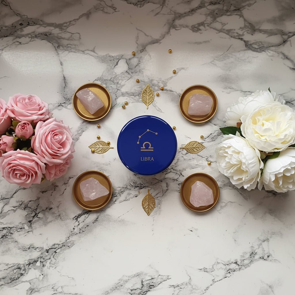 flatlay libra aralia candles