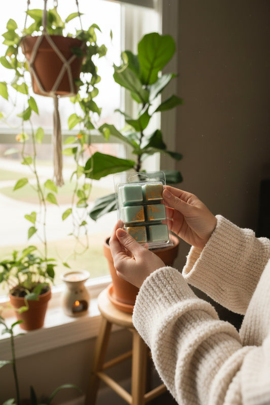 Bosque sereno en manos Aralia Candles