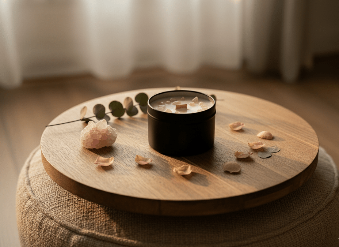 Vela Ritualizada con Cuarzo Rosa | Aralia Candles - AraliaCandles