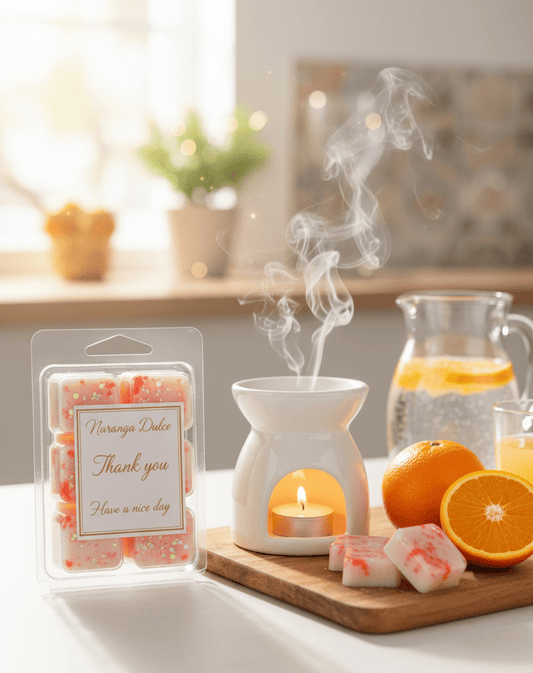 Wax Melts Naranja Dulce Soja - Dados Aromáticos Cítricos Brillantes para Energía | Aralia Candles - AraliaCandles
