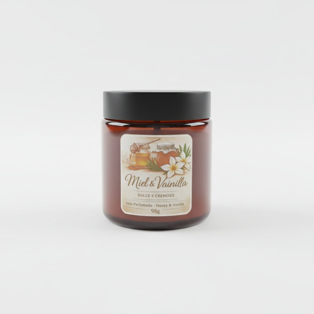 Vela Aromática Miel y Vainilla de Cera de Soja 100ml - Dulce y Cremosa | Aralia Candles - AraliaCandles