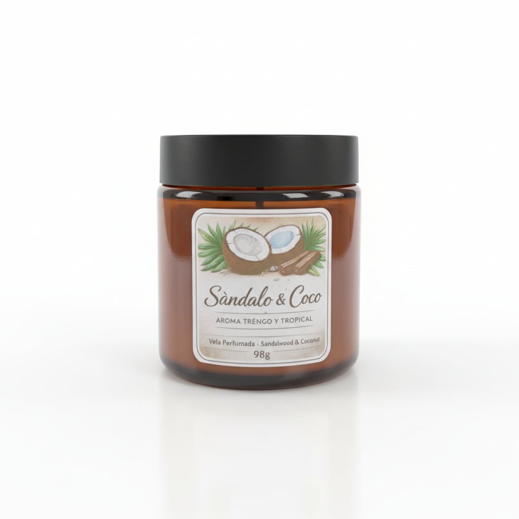Vela Aromática Sándalo y Coco 100ml - Tropical y Amaderada | Aralia Candles - AraliaCandles