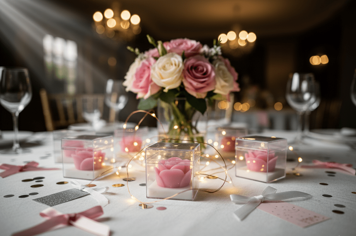 Vela Rosa Mini Soja 3,5cm Rosa y Azul - Personalizable para Bodas y Bautizos | Aralia Candles - AraliaCandles