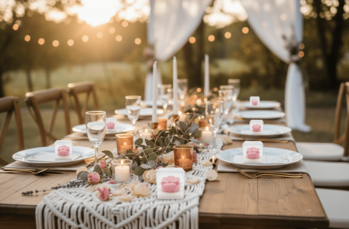 Vela Rosa Mini Soja 3,5cm Rosa y Azul - Personalizable para Bodas y Bautizos | Aralia Candles - AraliaCandles