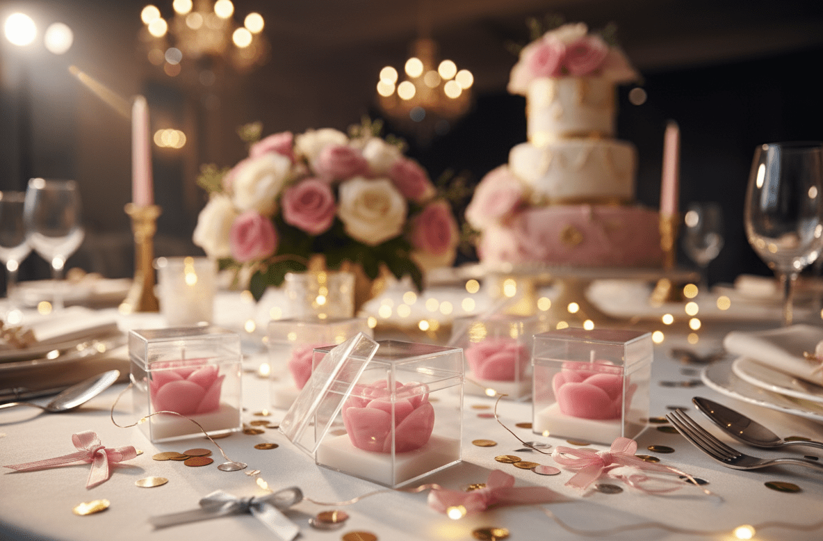 Vela Rosa Mini Soja 3,5cm Rosa y Azul - Personalizable para Bodas y Bautizos | Aralia Candles - AraliaCandles