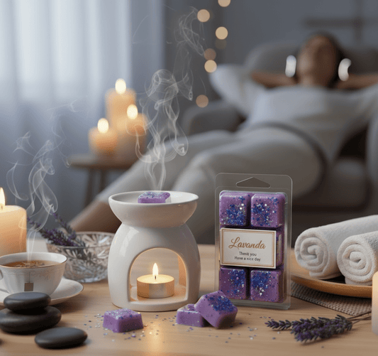 Wax Melts Lavanda Serena Soja - Dados Aromáticos Relajantes para Calma | Aralia Candles - AraliaCandles