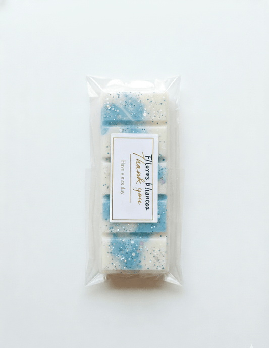 Wax Melt Snapbar Bruma Blanca Soja - Flores Blancas Lluvia Fresca con Brillos | Aralia Candles - AraliaCandles