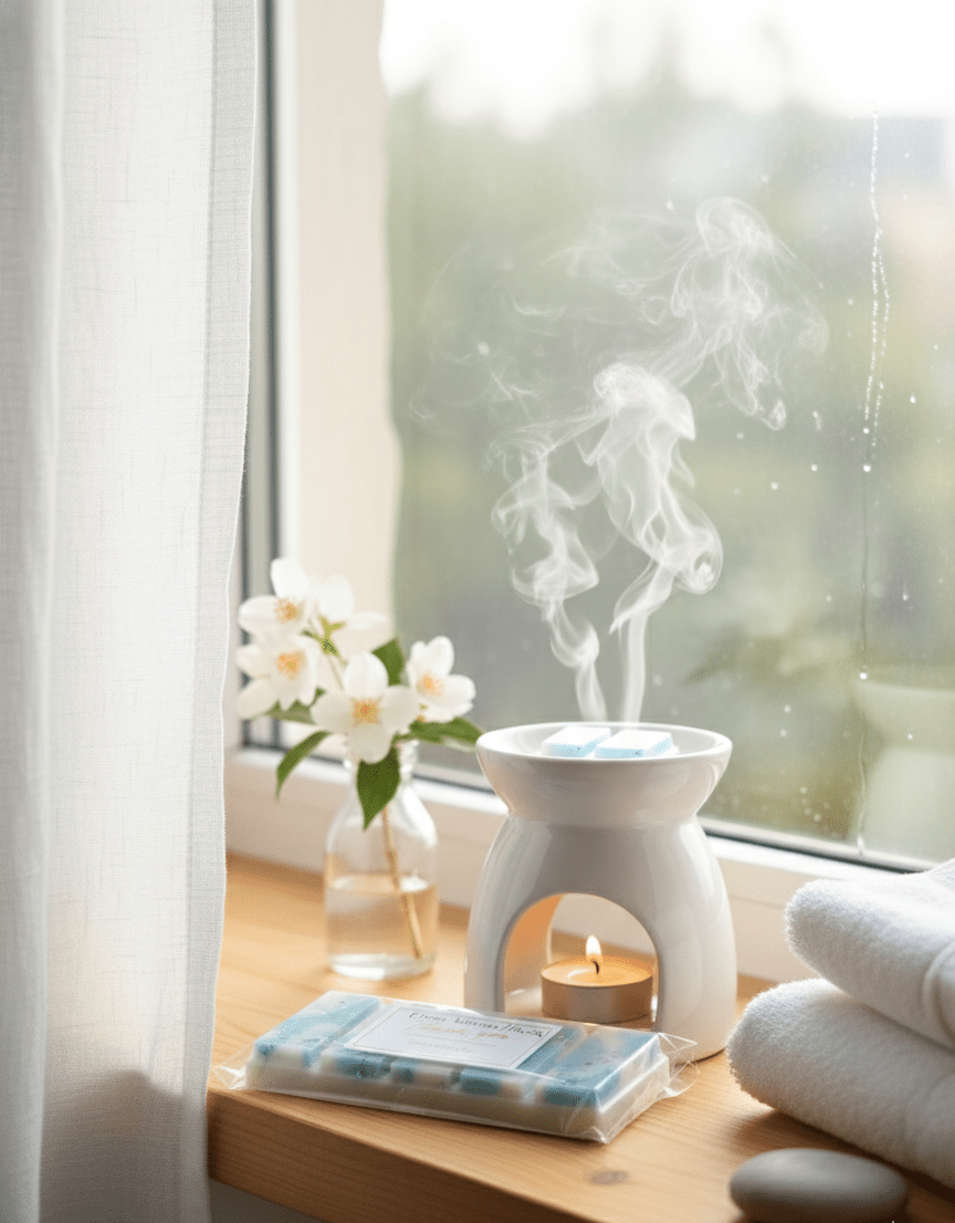 Wax Melt Snapbar Bruma Blanca Soja - Flores Blancas Lluvia Fresca con Brillos | Aralia Candles - AraliaCandles