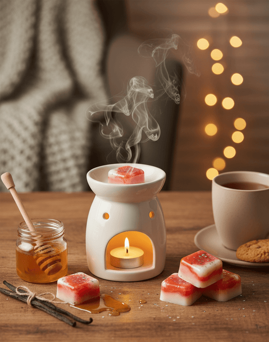 Wax Melts Miel y Vainilla Soja - Dados Aromáticos Gourmand Caliente para Hogar | Aralia Candles - AraliaCandles