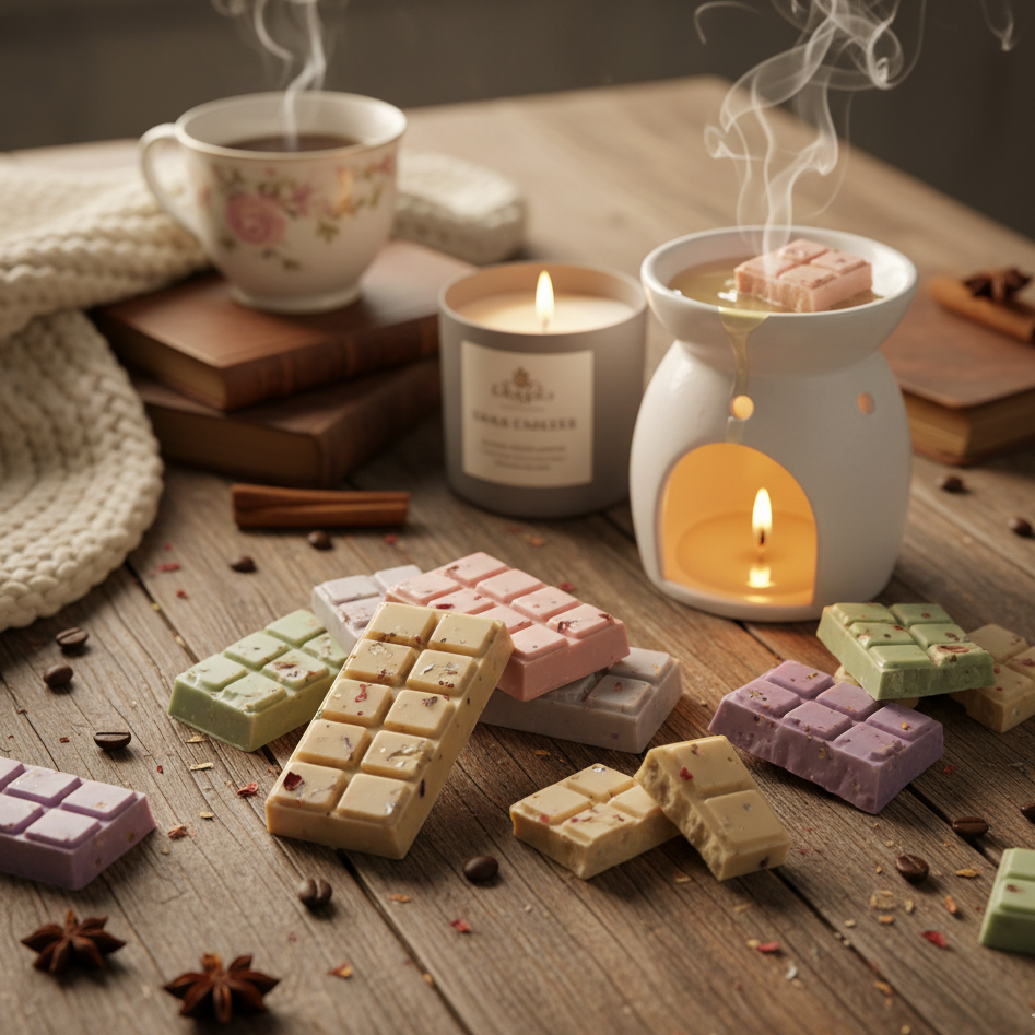 snapbars y waxmelts juntos a velas aromaticas, quemador lifestyle  Araliacandles
