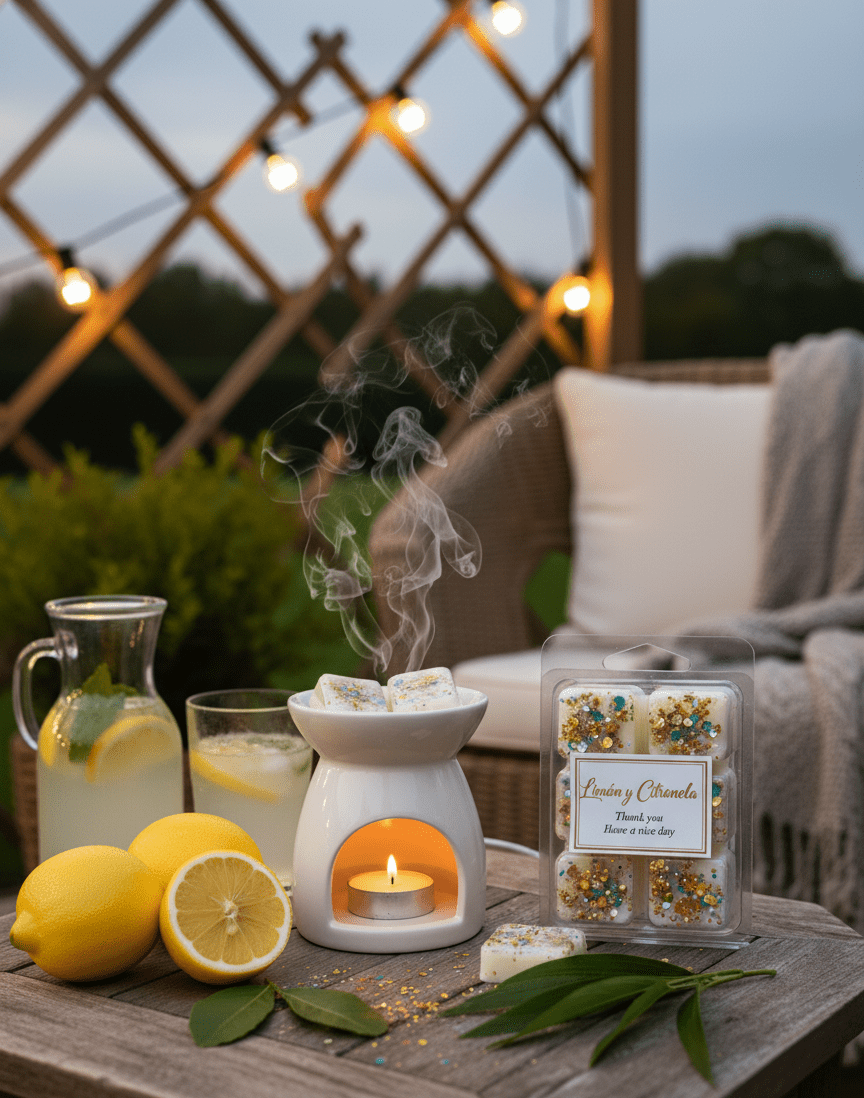 Wax Melts Limón y Citronela Soja - Dados Aromáticos Cítricos Brillantes para Frescor | Aralia Candles - AraliaCandles